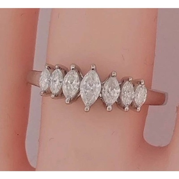 10K Diamond Marquise-Cut Anniversary Band REAL DIAMONDS size6,7,8 - Picture 5 of 12